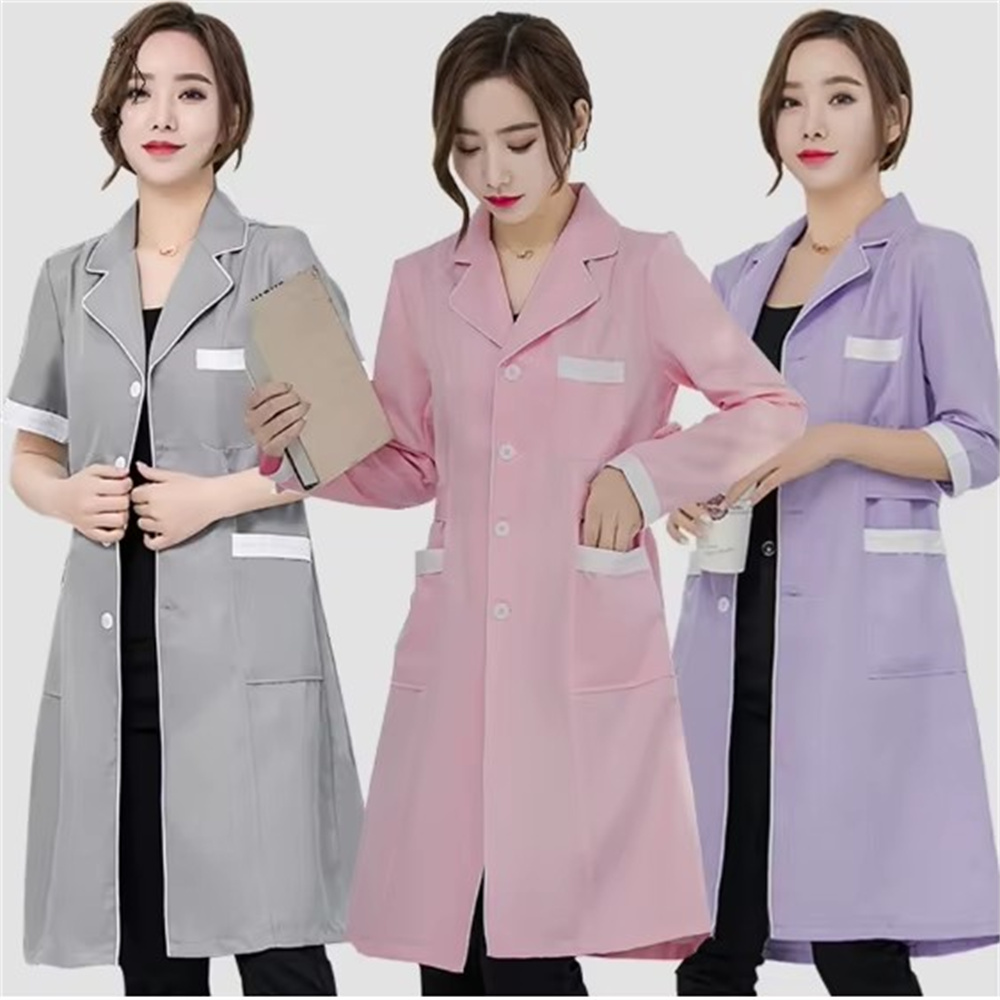 Lab Coat Medical - Высококачественная серая однотонная тонкая простая униформа