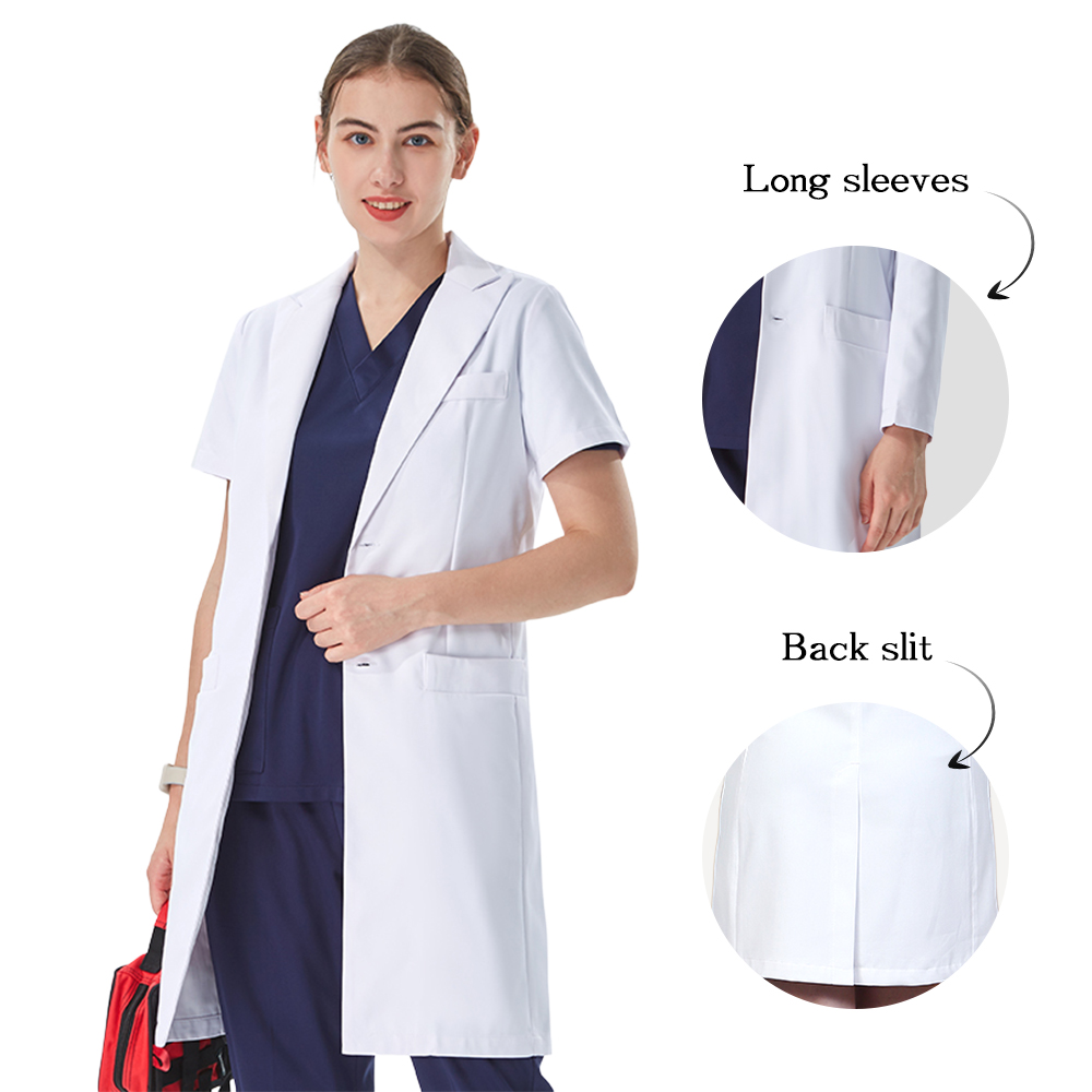 Lab Coat Medical - Белый медицинский халат с отложным воротником