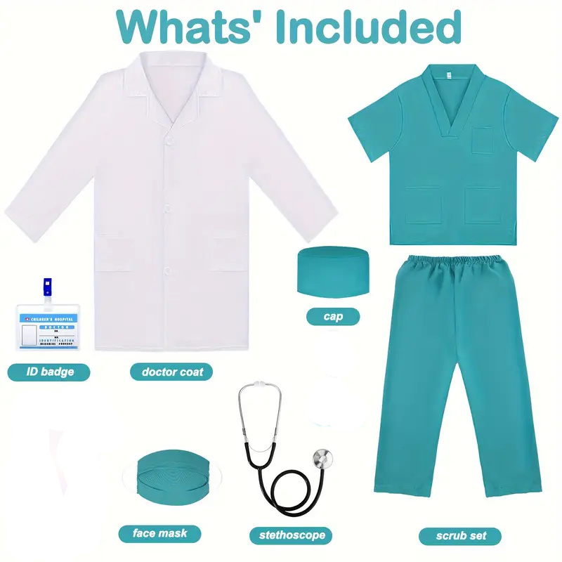 7 шт., детский костюм для косп – обзор и цена Lab Coat Medical